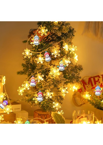 Kar Tanesi Noel Dekorasyon Işıkları Özelleştirilmiş Aile Üyesi Noel Kardan Adam Dize Işıklar 20/40/80 LED Dize Dekorasyon Işıkları Noel, Parti, I Için Pille Çalışan Işıklar (Yurt Dışından)