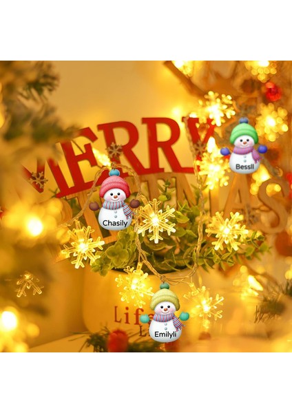 Kar Tanesi Noel Dekorasyon Işıkları Özelleştirilmiş Aile Üyesi Noel Kardan Adam Dize Işıklar 20/40/80 LED Dize Dekorasyon Işıkları Noel, Parti, I Için Pille Çalışan Işıklar (Yurt Dışından)