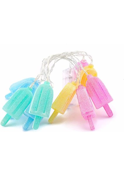 10FT 20 LED Renkli Dondurma Popsicle Bakır Dize Işıklar, Noel Düğün Veranda Partisi Çocuk Yatak Odası Dekor Için Pil Kumandalı Peri Gece Işıkları (Yurt Dışından)