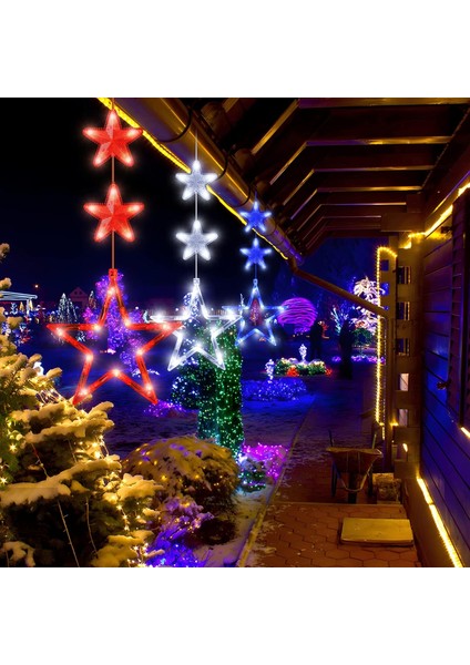 Paket 4 Temmuz Işıkları, Pille Çalışan Kırmızı Beyaz ve Mavi Işık Süslemeleri, 4 Temmuz Için Iç Mekan Pencere Yıldız Işıkları, Yurtsever Bağımsızlık Emek Anma Günü Dış Mekan D (Yurt Dışından) modelleri