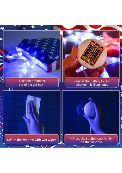 Paket 4 Temmuz Işıkları, Pille Çalışan Kırmızı Beyaz ve Mavi Işık Süslemeleri, 4 Temmuz Için Iç Mekan Pencere Yıldız Işıkları, Yurtsever Bağımsızlık Emek Anma Günü Dış Mekan D (Yurt Dışından) fırsatları