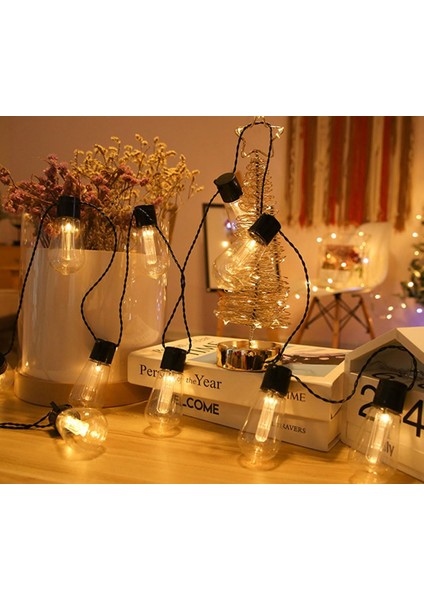 LED Açık Kamp Ampul 8.2 Feet 10 Işık Sıcak Beyaz Akülü Retro Ampul Işık Dize Noel Avlu Tatil Dekorasyon Işıkları, 1'li Paket (Yurt Dışından) fırsatları