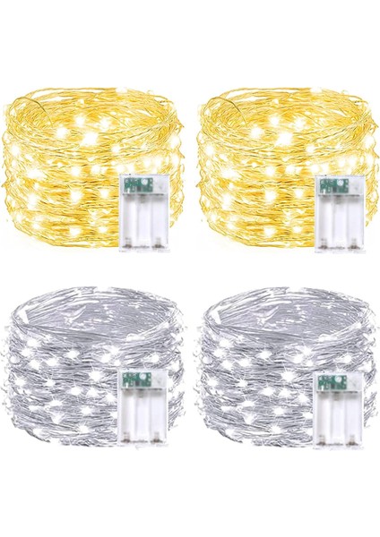 4 Paket Peri Pırıltı Işıklar Pille Çalışan, 2 Paket Soğuk Beyaz ve 2 Paket Sıcak Beyaz Her Biri 20FT 60 LED Su Geçirmez Dış Mekan Noel Dize Işıkları, Zamanlayıcılı Gümüş Tel Peri (Yurt Dışından) fiyatları