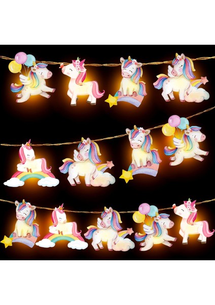 Unicorn Dize Işıklar Unicorn Parti Dekoru Doğum Günü Partisi Dekoru Için Peri Dize Işıklar 20 LED 10 Ft Afişler Sınıf Için Pille Çalışan Kreş Erkek Kız Yatak Odası Dekor Noel (Yurt Dışından)
