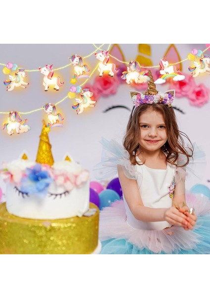 Unicorn Dize Işıklar Unicorn Parti Dekoru Doğum Günü Partisi Dekoru Için Peri Dize Işıklar 20 LED 10 Ft Afişler Sınıf Için Pille Çalışan Kreş Erkek Kız Yatak Odası Dekor Noel (Yurt Dışından) fırsatları