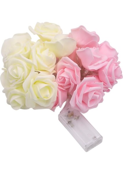 Düğün Dekorasyonu ve Teklif Için Simüle Gül Çiçekleri ile Pille Çalışan LED Dize Işıklar, Sevgililer Günü ve Festivaller Için Ideal (Hediye Verilir) (3 Metre 20 Işık, Gül - (Yurt Dışından)