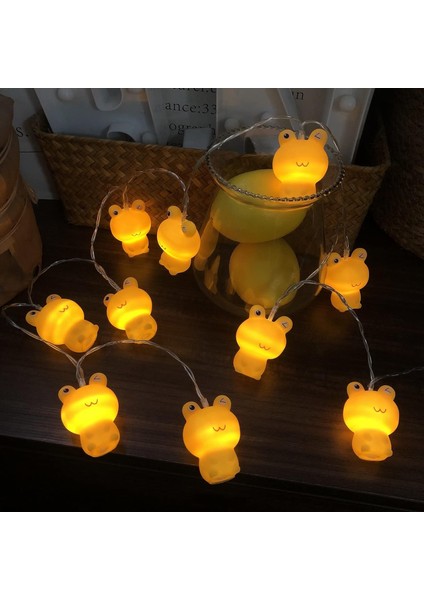 Sevimli Kurbağa Gece Işıkları Kurbağa Prenses Dize Işıkları Sarı Kurbağa Peri Işıkları Çocuk Yatak Odası Doğum Günü Noel Dekorasyonu Için Pille Çalışan (5.4FT/10LED, Sarı Kurbağa) (Yurt Dışından)