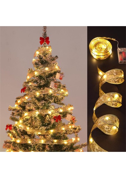 Noel Şerit Işıkları 5cm Genişliğinde Noel Ağacı Şeridi Noel Kurdelesi Peri Işıkları Pille Çalışan Iç Mekan Dize Işıkları Parti Noel Ağacı Tatil Partisi Dekoru Pilsiz (65.6ft, (Yurt Dışından)