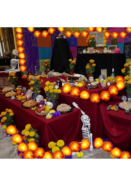 LED Işıklı 16,4 Ft Kadife Çiçeği Pille Çalışan 30 Ledli Ölüm Günü Garland Dize Işıkları Diwali Süslemeleri Ölüm Günü Için Yapay Kadife Çiçeği Hint Düğünü Veya (Yurt Dışından) fırsatları