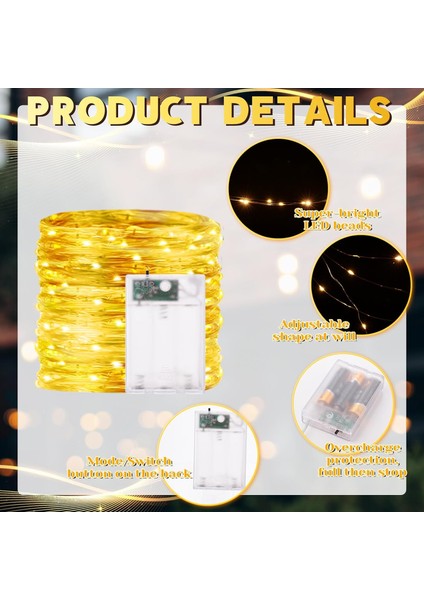 16 Adet 20 Ft 40 LED Peri Işıkları Pille Çalışan Dize Pırıltı Işıklar Su Geçirmez Bakır Tel Mini Sıcak Yıldızlı Ay Işıkları Dıy Düğün Için Estetik Oda Dekoru Mason Kavanoz Parti Ch (Yurt Dışından)