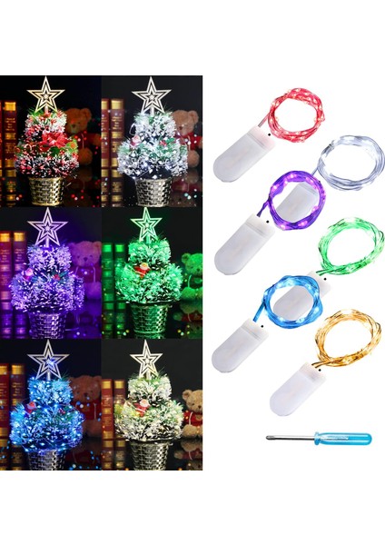 Paket Peri Işıkları Pille Çalışan Peri Işık LED Yıldızlı Dize Işıklar 3.3ft 10 Led, 2 Adet CR2032 Piller Dahil, Düğün Merkezinde Çalışmak, Parti, Noel Masa Dekoru (Çoklu) (Yurt Dışından)