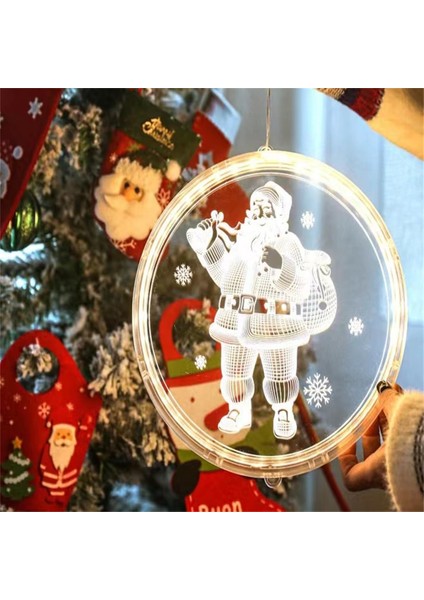 Noel Dekorasyonu Pencere Işığı，ışıklı Pencere Noel Dekoru Asılı Dize Işıklar， Işıklar Asılı 3D Işıklar Pille Çalışan，pencere Geçidi Veranda Yatak Odası Partisi Tatil Duvarı B (Yurt Dışından)