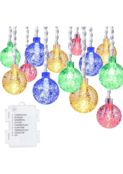 Kristal Top Dize Işıklar, LED Top Peri Işıklar Pil Uzaktan Kumanda ile Kumandalı Bahçe Partisi Aydınlatma Dekorasyonu Için Kristal Küre Topu Işıklar (19.6ft 30LED, Çoklu) (Yurt Dışından)