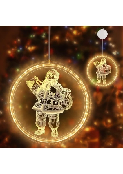 Noel Dekorasyonu Pencere Işığı，ışıklı Pencere Noel Dekoru Asılı Dize Işıklar， Işıklar Asılı 3D Işıklar Pille Çalışan，pencere Geçidi Veranda Yatak Odası Partisi Tatil Duvarı B (Yurt Dışından)
