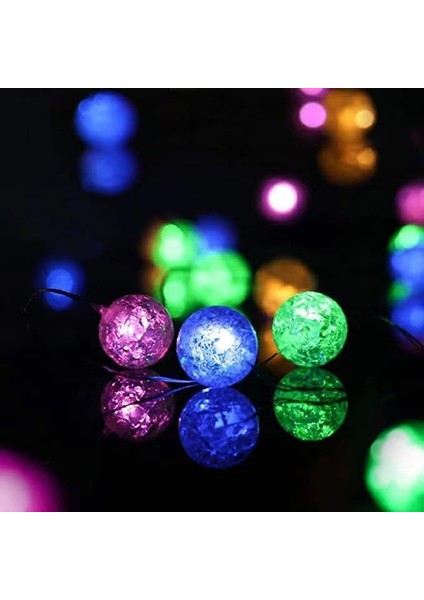 Küre Dize Işıklar, 3m 30LED Kristal Crackle Top Işıklar Çatlak Boncuk Dize Işıklar Kapalı Dize Işıklar Gümüş Tel Pil (Çok Renkli) (Yurt Dışından)