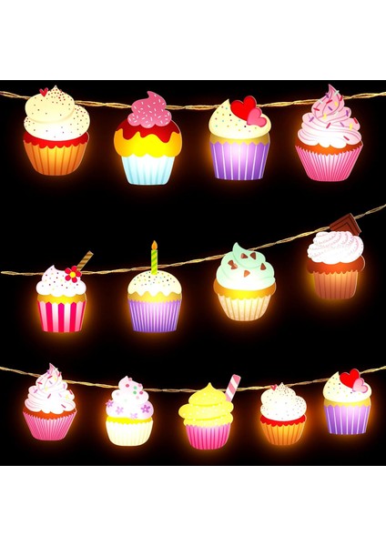 Cupcake Dize Işıkları Cupcake Hediyeleri Düğün Doğum Günü Partisi Dekoru Için Peri Dize Işıkları 20 LED 10 Ft Afişler Sınıf Için Pille Çalışan Kreş Erkek Kız Yatak Odası Dekor Isa (Yurt Dışından)
