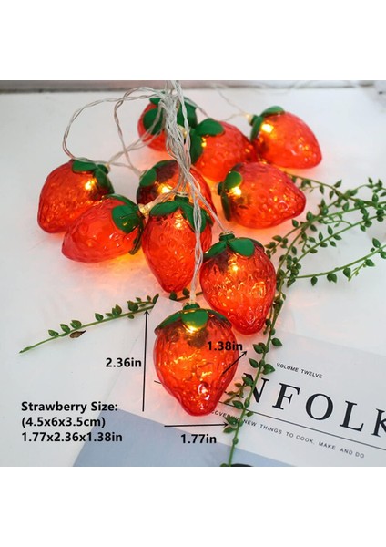 3m 20 LED Çilek Dize Işıklar Pil Kumandalı LED Peri Fantastik Işıklar Yatak Odası Bebek Odası Çocuk Odası Doğum Günü Partisi Dekoru (9.8ft 20LED, Çilek) (Yurt Dışından) fiyatları