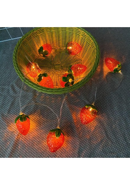 3m 20 LED Çilek Dize Işıklar Pil Kumandalı LED Peri Fantastik Işıklar Yatak Odası Bebek Odası Çocuk Odası Doğum Günü Partisi Dekoru (9.8ft 20LED, Çilek) (Yurt Dışından) modelleri