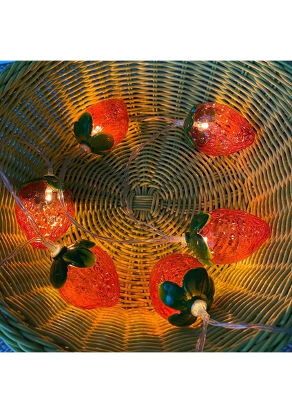 3m 20 LED Çilek Dize Işıklar Pil Kumandalı LED Peri Fantastik Işıklar Yatak Odası Bebek Odası Çocuk Odası Doğum Günü Partisi Dekoru (9.8ft 20LED, Çilek) (Yurt Dışından) fırsatları