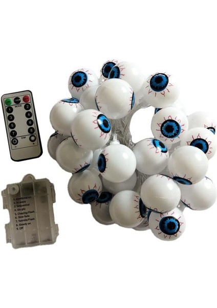 Göz Hayalet LED Dize Işıklar, Pil Uzaktan Kumanda, Korku Perili Ev Dekorasyonu, Avlu Için Hayalet Göz Renkli Işıklar, Parti, Su Geçirmez Cadılar Bayramı Işıkları, 30LED, Yeşil, Kır (Yurt Dışından)
