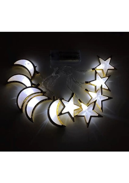 Eıd Mubarak Dekor Ramazan Süslemeleri Ay Yıldız LED Dize Işıklar Ev Islam Müslüman Olay Parti Malzemeleri Ramazan Bayramı Dekoru, Açık Kapalı Parti Için Pille Çalışan (Yurt Dışından)