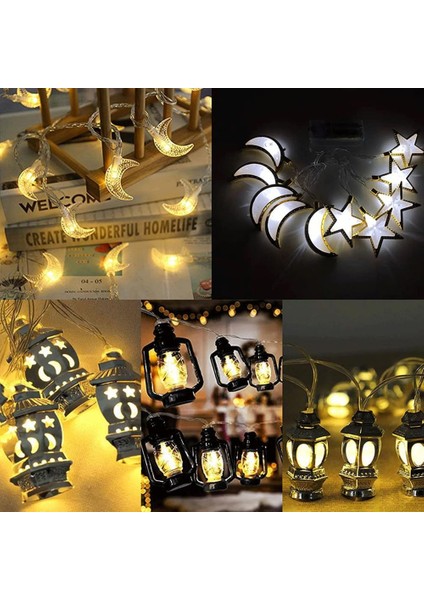 Eıd Mubarak Dekor Ramazan Süslemeleri Ay Yıldız LED Dize Işıklar Ev Islam Müslüman Olay Parti Malzemeleri Ramazan Bayramı Dekoru, Açık Kapalı Parti Için Pille Çalışan (Yurt Dışından) modelleri