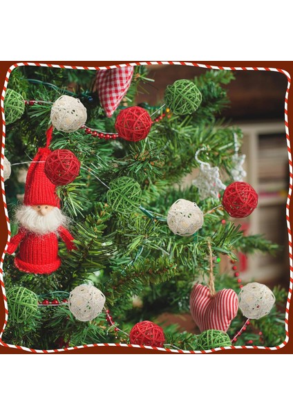 20 LED 8 Ft Noel Dizili Işıklar Noel Işığı Rattan Toplar Süslemeleri Noel Hasır Toplar Dizili Işıklar Pille Çalışan Kırmızı Beyaz Yeşil Noel Süslemeleri Tatil Noel (Yurt Dışından)
