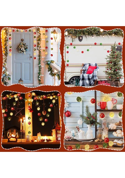 20 LED 8 Ft Noel Dizili Işıklar Noel Işığı Rattan Toplar Süslemeleri Noel Hasır Toplar Dizili Işıklar Pille Çalışan Kırmızı Beyaz Yeşil Noel Süslemeleri Tatil Noel (Yurt Dışından)