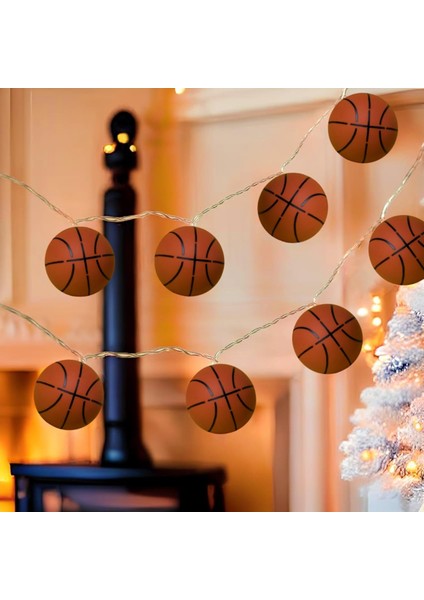 1.65M Uzun 10 Spor Topu Kapalı Pil Kumandalı Basketbol Şekli LED Dize Işıklar Cadılar Bayramı Noel Şükran Günü Ev Partisi Çocuk Çocuk Yatak Odası Dekorasyonu Için Gece Lambası (B (Yurt Dışından)