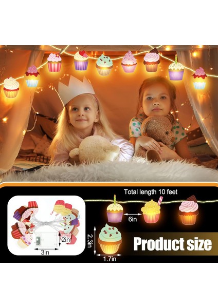Cupcake Dize Işıkları Cupcake Hediyeleri Düğün Doğum Günü Partisi Dekoru Için Peri Dize Işıkları 20 LED 10 Ft Afişler Sınıf Için Pille Çalışan Kreş Erkek Kız Yatak Odası Dekor Isa (Yurt Dışından) fırsatları