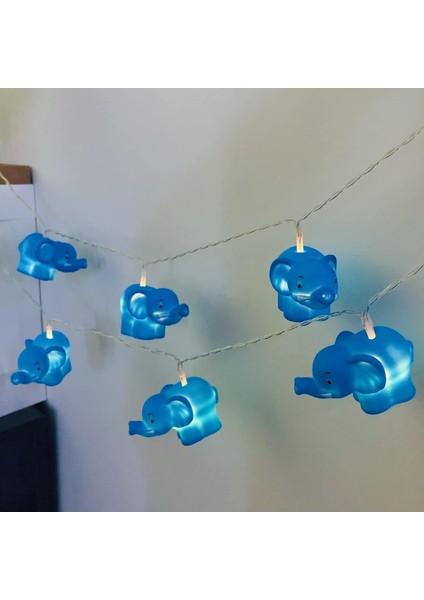 Fil Dize Işıklar Plastik Hayvan Peri Işıklar Pil Kumandalı Asılı Çelenk Gece Lambası Düğün Doğum Günü Çocuk Yatak Odası Dekorasyonu Için (1.65M / 10LED, Mavi Fil) (Yurt Dışından)