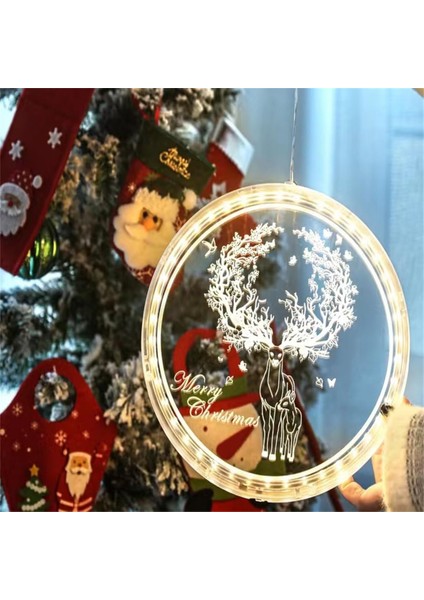 Noel Dekorasyonu Pencere Işığı，ışıklı Pencere Noel Dekoru Asılı Dize Işıklar， Işıklar Asılı 3D Işıklar Pille Çalışan，pencere Geçidi Veranda Yatak Odası Partisi Tatil Duvarı B (Yurt Dışından)