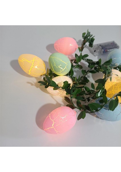Yapraklı Renkli Kırık Yumurta Çelenk Dize Işıkları Paskalya Yumurtası Dize Işıkları Tatil Için Pille Çalışan Dekoratif Işık Paskalya Noel Ağacı (1.5M/10LED) (Yurt Dışından) fırsatları