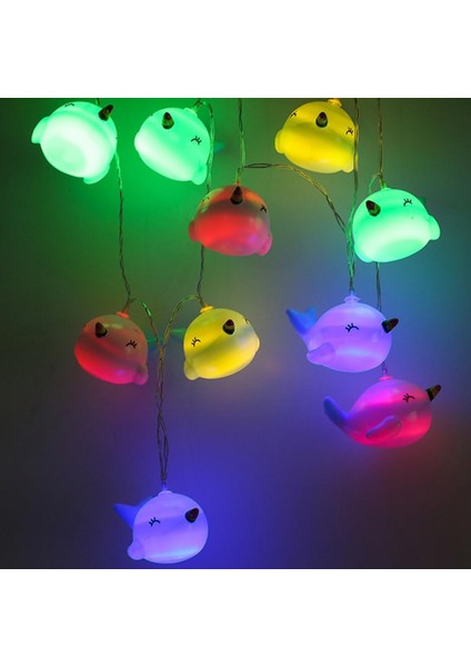LED Dize Işıklar, Pil Kumandalı Sevimli Balina Peri Işık Asılı Işık Çocuk Odası Yatak Odası Veranda Doğum Günü Partisi Kapalı Dış Mekan Dekoru Için 2 Mod (9.8ft 20LED, Çok Renkli) (Yurt Dışından)