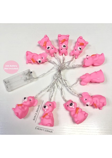 5.4 Ft Sevimli Pembe Fare Dize Işıkları, 10 LED Noel Sıçan Peri Işık Pille Çalışan Ev Partisi Kamp Çocuk Yatak Odası Dekorasyonu (Pembe Fare) (Yurt Dışından)
