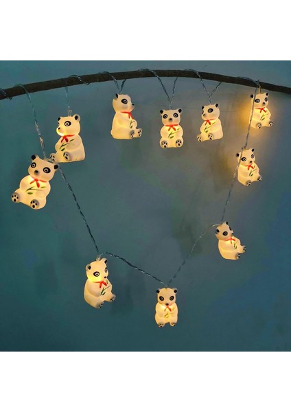 M 20 LED Panda Dize Işıkları LED Panda Peri Işıkları Gece Lambası Yatak Odası Bebek Odası Çocuk Odası Doğum Günü Partisi Dekorasyon (Pil Kumandalı) (Yurt Dışından)