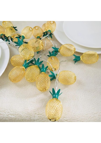 Metal Ananas Dekor Dize Işıklar, 10 Ft 20 LED Meyve Gece Işıkları USB Veya Yaz Ev Partisi Malzemeleri Için Uzaktan Zamanlayıcı ile Pille Çalışan Şükran Günü Noel Dekorasyonu (Gol) (Yurt Dışından)