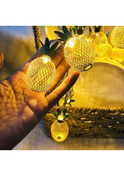 Metal Ananas Dekor Dize Işıklar, 10 Ft 20 LED Meyve Gece Işıkları USB Veya Yaz Ev Partisi Malzemeleri Için Uzaktan Zamanlayıcı ile Pille Çalışan Şükran Günü Noel Dekorasyonu (Gol) (Yurt Dışından)