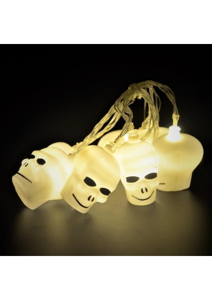 LED Cadılar Bayramı Balkabağı Lambası Dekoratif Lamba Örümcek Yarasa Lamba Dize Kabak Kafatası Kafa Lambası Dize Akülü LED Kabak Dize Lambası (Kafatası, 10) (Yurt Dışından)