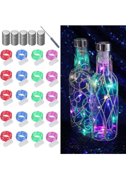20 Paket Peri Işıkları Pille Çalışan Dize Işıklar, 6.6ft Simli Bakır Tel Üzerinde 20 Led, Mason Kavanoz Noel Dekorasyonu Için Ateşböceği Peri Dize Işıkları (Bule X5, Pembe X5, Kırm (Yurt Dışından)