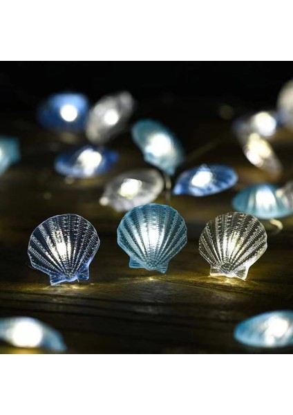 Deniz Perisi Dize Işık, 3m 30LED Plaj Dize Işıklar Okyanus Dekor Dize Işıklar Gümüş Tel Pil (Kabuk 3) (Yurt Dışından)