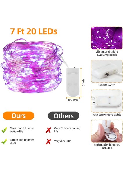 Pille Çalışan Dize Işıklar, 24 Paket 6.5ft 20 LED Mini Gümüş Tel Akülü Ateşböceği Peri Dize Işıklar Düğün Yatak Odası Festivali Parti Noel Masa Süslemeleri Için (P (Yurt Dışından) fiyatları