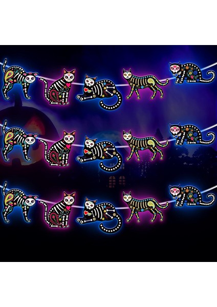 Cadılar Bayramı Kafatası Kedi Dize Işıklar 10FT 20LED Ölü Şeker Kedi Günü Kafatası Dize Işıklar Pil Kumandalı LED Siyah Kedi Hayalet Işık Dia De Los Muertos Için Cadılar Bayramı Ka (Yurt Dışından)