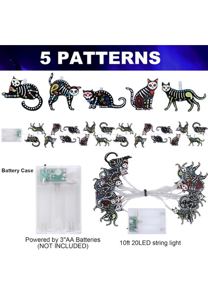 Cadılar Bayramı Kafatası Kedi Dize Işıklar 10FT 20LED Ölü Şeker Kedi Günü Kafatası Dize Işıklar Pil Kumandalı LED Siyah Kedi Hayalet Işık Dia De Los Muertos Için Cadılar Bayramı Ka (Yurt Dışından) fiyatları