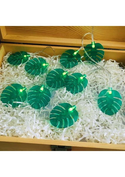 Monstera Yaprak Dize Işıklar 20 LED Tropikal Palmiye Yaprakları Hawaii Luau Parti Orman Plaj Tema Parti Süslemeleri Için Yaz Dekorasyon Işık (Pil ile Çalışan) (Yurt Dışından)