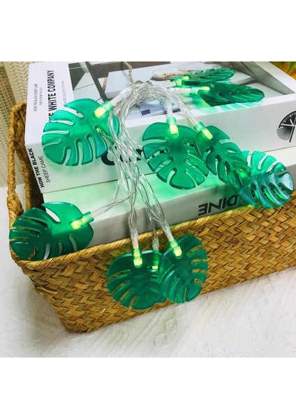 Monstera Yaprak Dize Işıklar 20 LED Tropikal Palmiye Yaprakları Hawaii Luau Parti Orman Plaj Tema Parti Süslemeleri Için Yaz Dekorasyon Işık (Pil ile Çalışan) (Yurt Dışından)