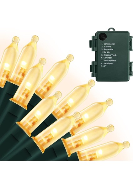 Pille Çalışan Noel Işıkları, 33FT 100 LED Pille Çalışan Dize Işıklar, Zamanlayıcılı, Dış Mekan Kapalı Noel Ağacı Bahçe Partisi Dekoru Için Suya Dayanıklı Mini Işıklar, Sıcak Beyaz (Yurt Dışından)