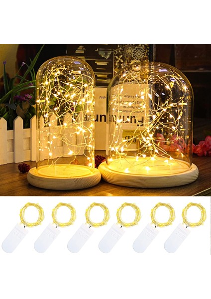 Peri Işıkları Pille Çalışan Dize Işıklar - 6 Paket Pırıltı Işıklar 7.2ft 20 LED Esnek Gümüş Tel Su Geçirmez Ateşböceği Yatak Odası Için Yıldızlı Işıklar Mason Kavanozları Dıy Parti (Yurt Dışından)