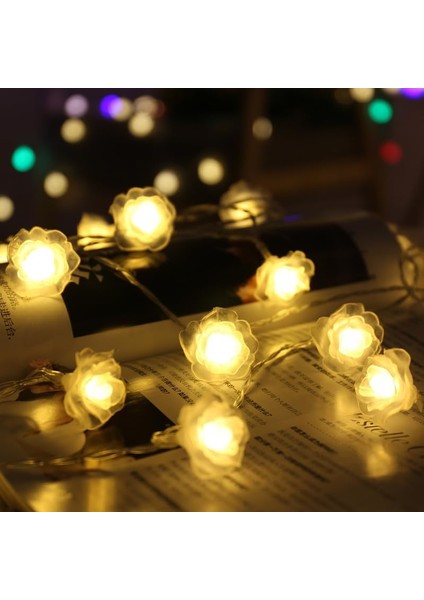Çiçek Dize Işıkları, 4m 40LED Gül Çiçek Peri Işık Kapalı Peri Dize Işıklar Dış Mekan Pil (Sıcak Beyaz) (Yurt Dışından) fiyatları