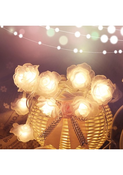 Çiçek Dize Işıkları, 4m 40LED Gül Çiçek Peri Işık Kapalı Peri Dize Işıklar Dış Mekan Pil (Sıcak Beyaz) (Yurt Dışından) modelleri